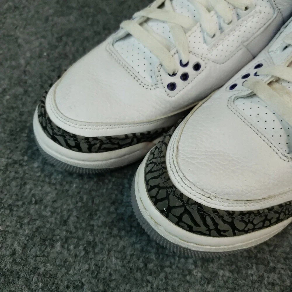 Nike Air Jordan 3 Retro Shoes Youth Boys Size 7 Purple White Sneakers DM0967-105